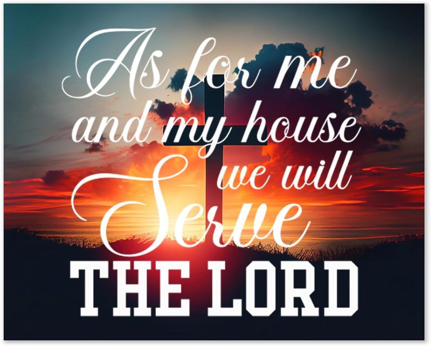 As for Me And My House We Will Serve The Lord Joshua 24:15 Rustic Decor Signs Rustic Wooden Signs Painted Wall Art Wood Plaque Sign Home Decor for Bedroom Outdoor 16x20 Inch