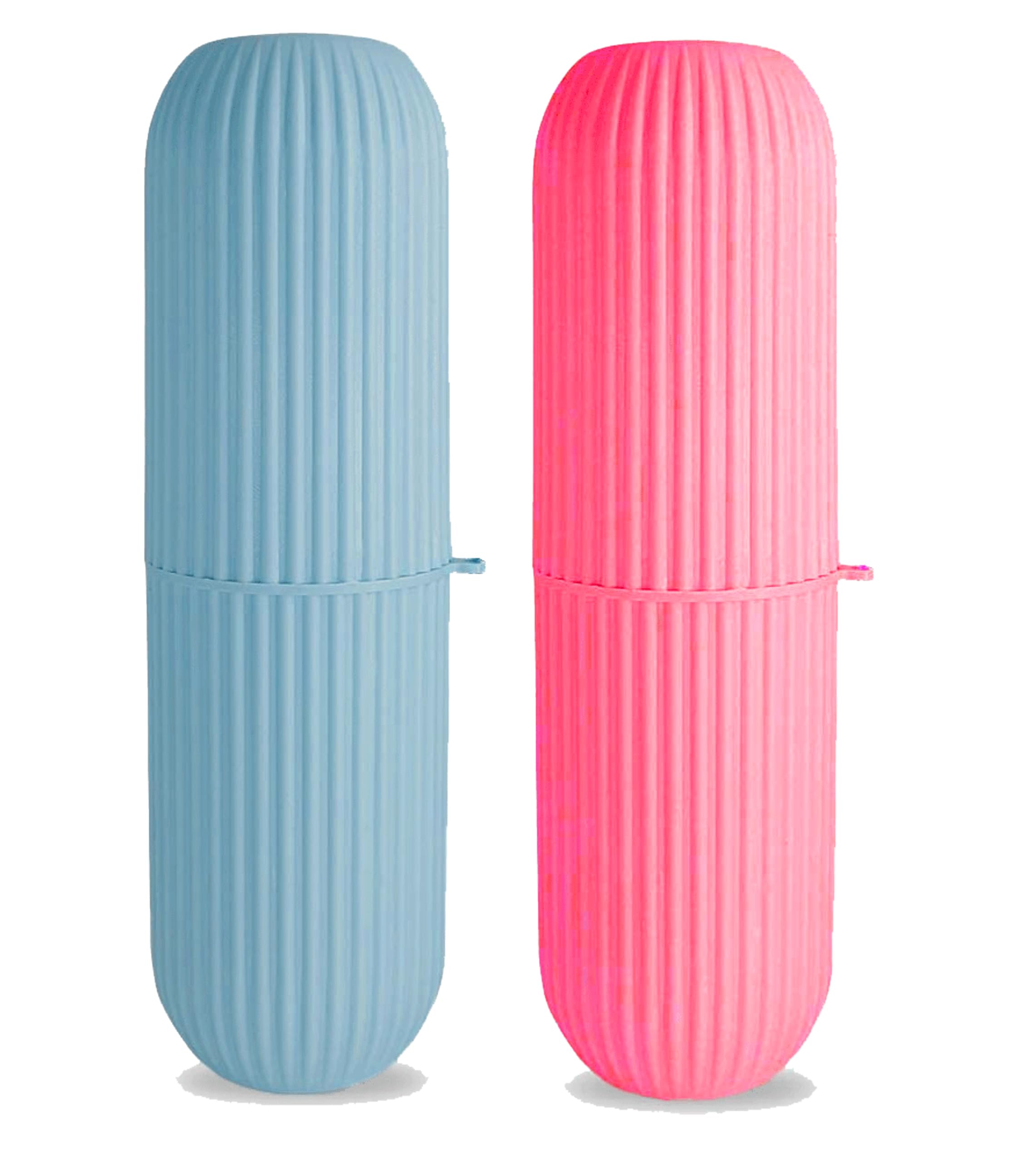 Raxon Innovation Capsule Shape Travel Toothbrush Toothpaste Case Holder Portable Toothbrush Storage Plastic Toothbrush Holder (Size:-20cmX6cmX7) (Pack of 2)