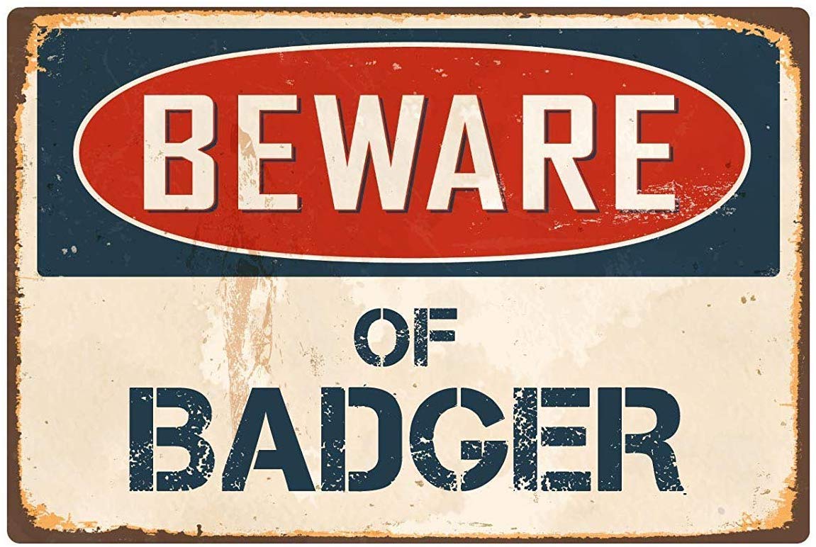 Epochsign Women's N296 Beware Of Badger Vintage Retro Metal Signs For Novelty Tin Sign Indoor Outdoormetal Tin Sign 8X12 Inch