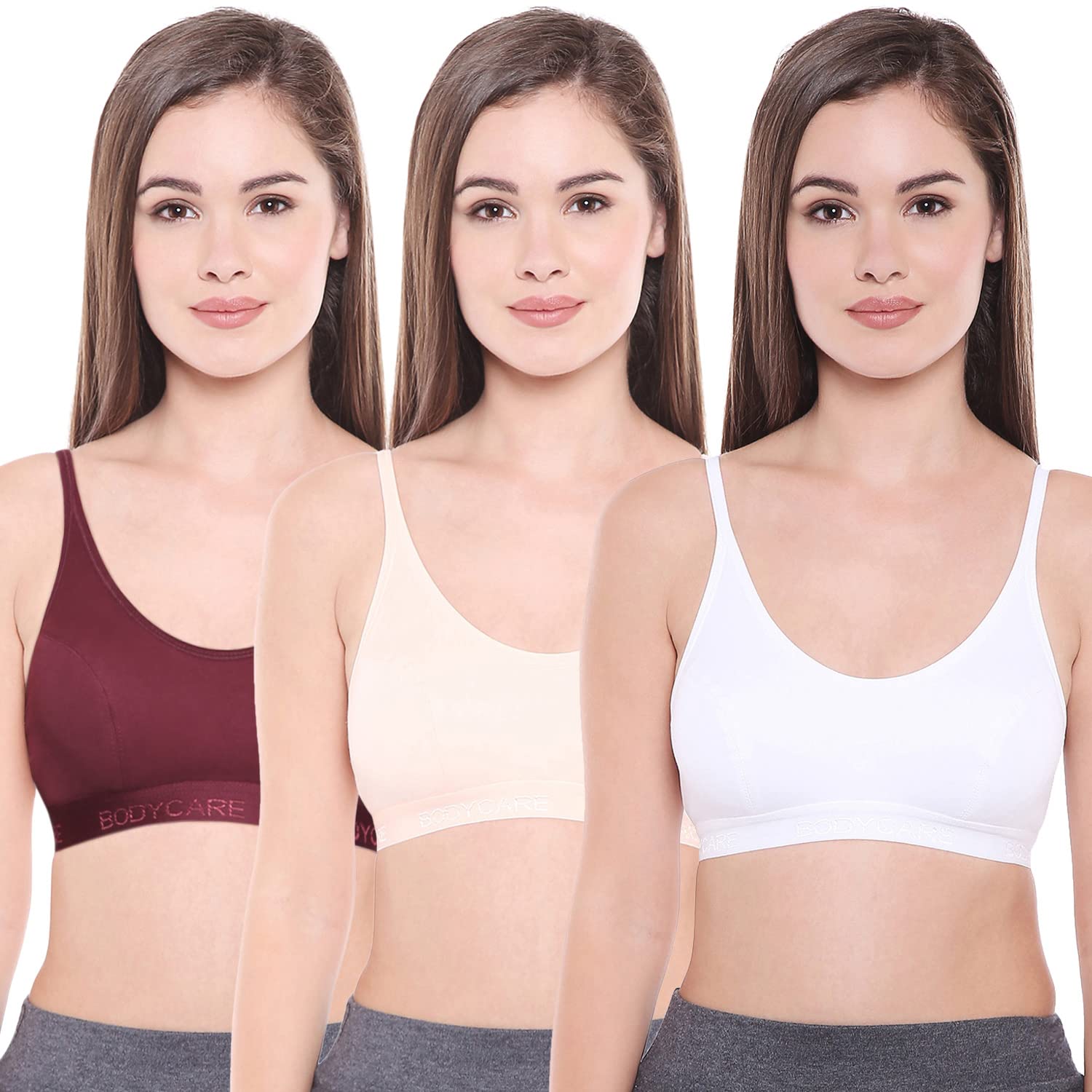 bodycare Women's Cotton Blend Pack Of 3 Sports Bra - E1608MHPCW-picture-39