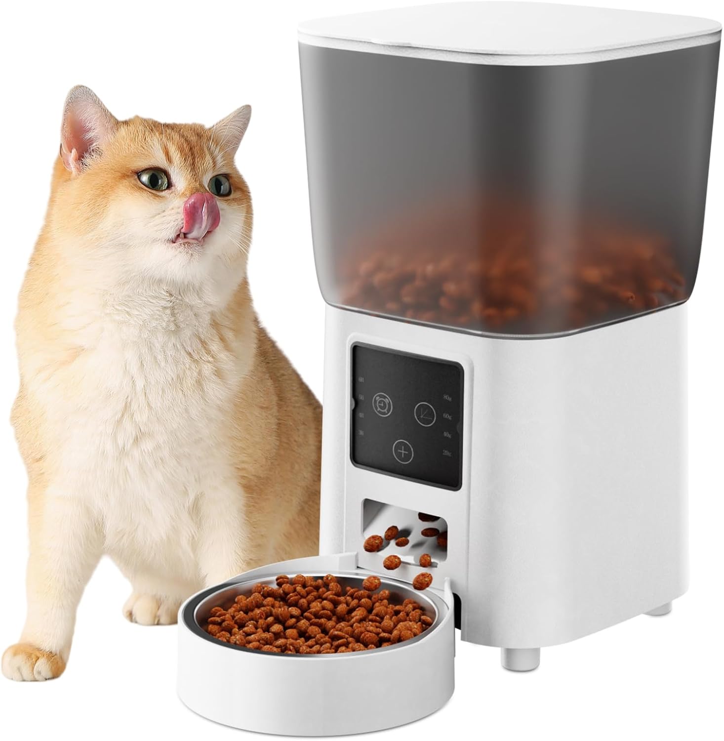 Automatic Feeder, 5.5L Timed Food Dispenser with Dual Power, Adjustable Portions, Auto Cat & Dog Feeder, Food Container, Pet Feeding Supplies 1 Bowl