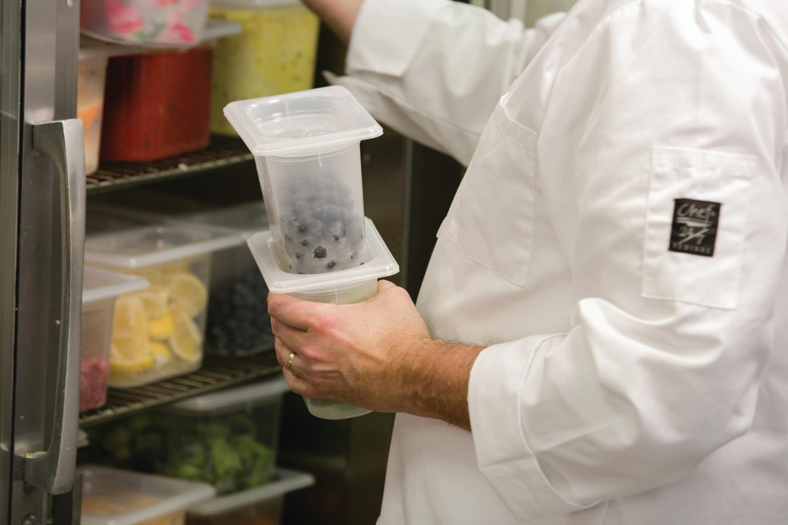 San Jamar mp19 modpans Polipropileno 1/9 sartén de alimentos con tapa, 384 mm de profundidad), 0,95 L de capacidad, transparente (12 unidades)