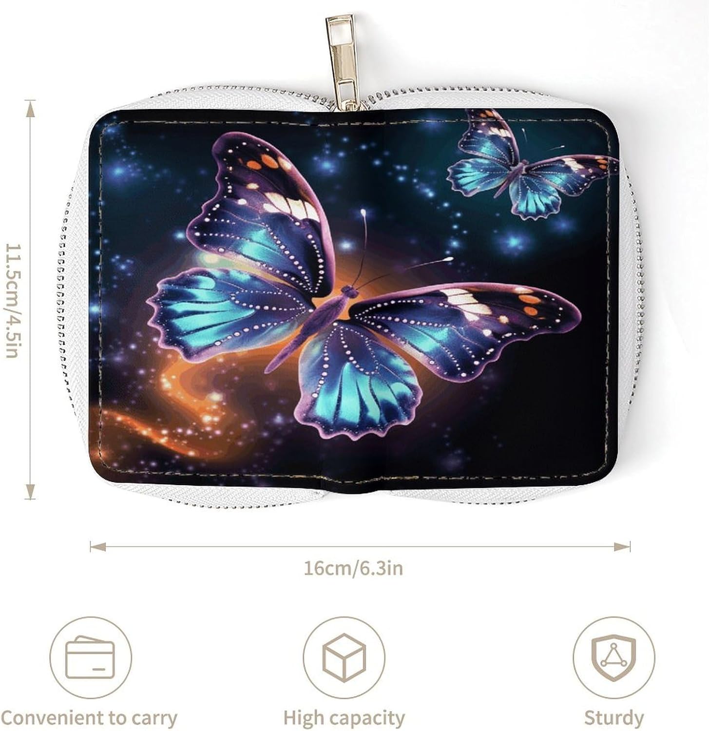 Butterfly And Stars Card Holder RFID Blocking,Credit Card Wallet for Women And Men,Card Case Organizer Bag with Zipper