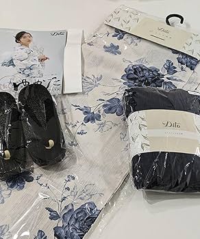 Amazon.co.jp: 5点セットDita 水彩の勿忘草色高級浴衣大人 : ファッション