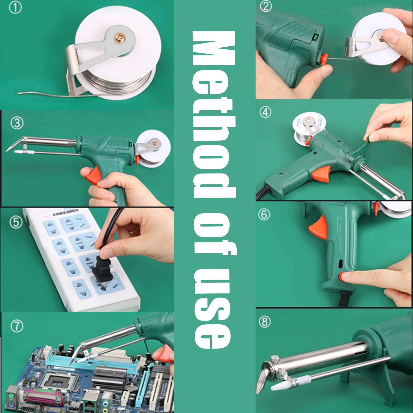 Internally Heated Industrial Laser Welding Tools, Portable Multi-Function Soldering Iron Soldering Gun Set for Rust Removal/Cutting/Welding (green,C)