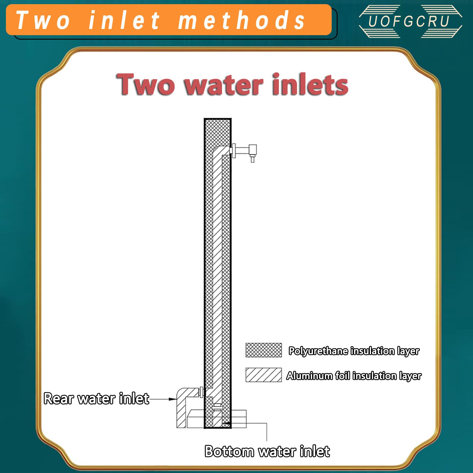 Columna de Agua de Jardín Cilíndrica de Acero Inoxidable, Grifo Anticongelante para Exteriores, Hidrante con Grifo de Doble Salida, para Riego y Lavado(Negro D - 60cm)