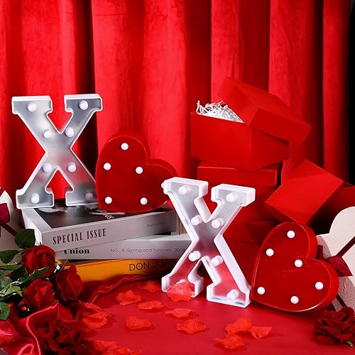 Miniatura 4 de XOXO - Letras con luces LED para el día de San Valentín, letreros del alfabeto, decoración de corazón LED, arte de pared, decoración estética