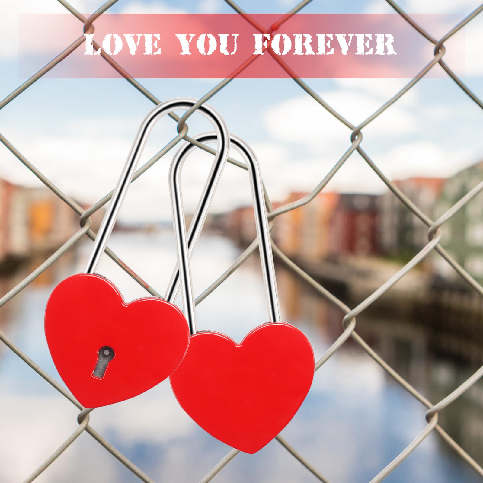 3 PCS Heart Lock Love Lock for Bridge Padlock with Keys for Lovers