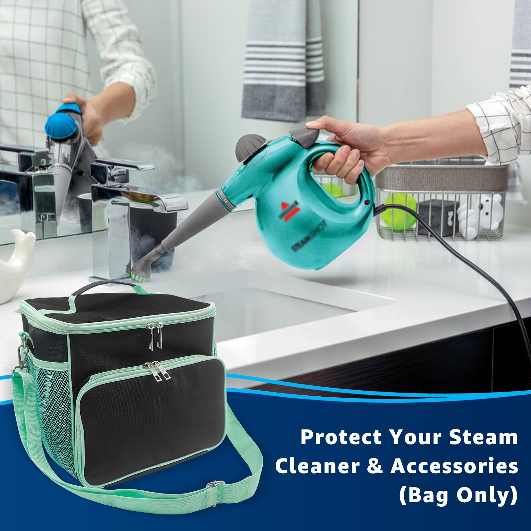 Bolsa de transporte para limpiador de vapor Bissell SteamShot 39N7V/39N7A, accesorios de limpiador de vapor de mano, compartimentos ajustables, bolsa de almacenamiento grande para accesorios bissell 6