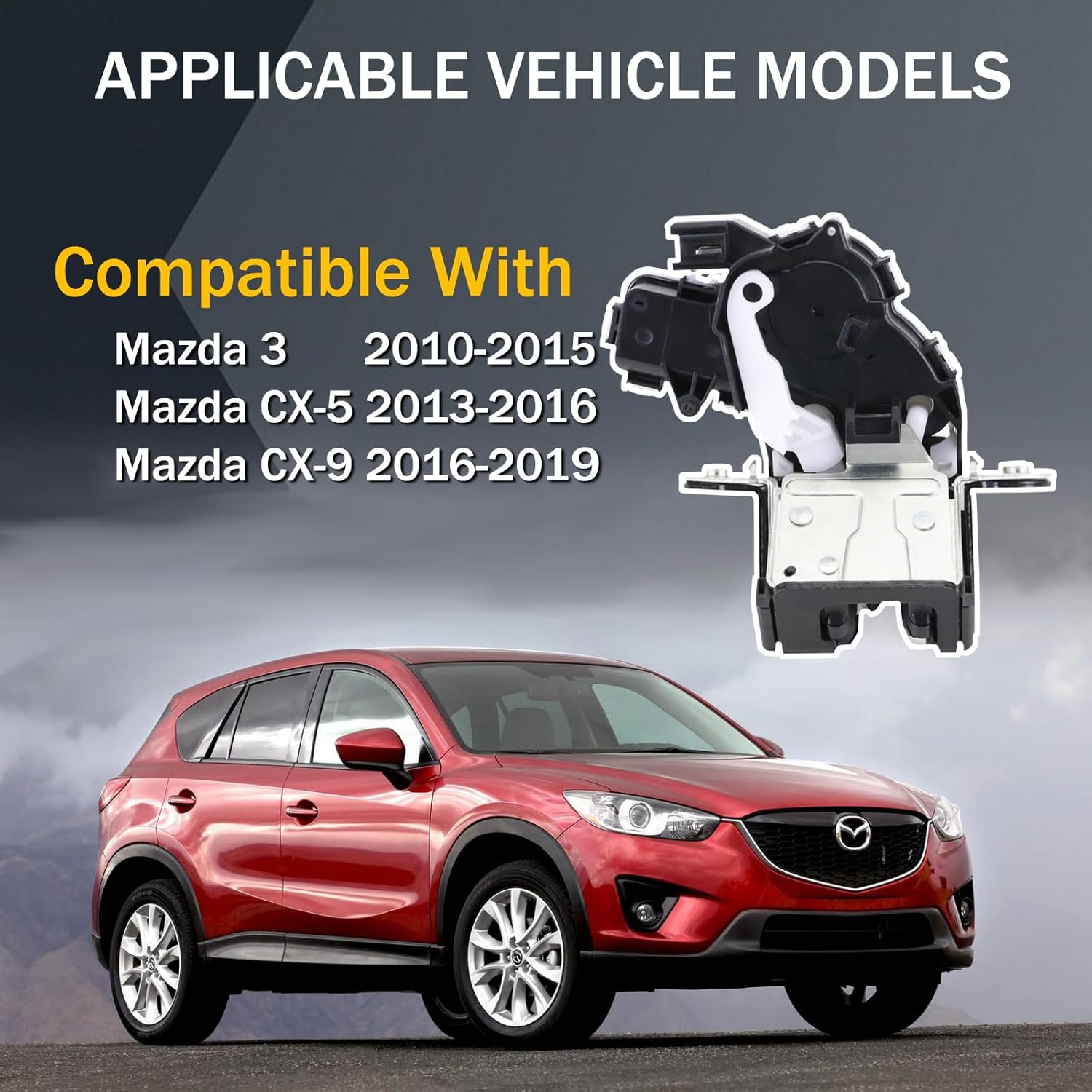 Tailgate Door Lock Actuator, Rear Liftgate Latch Compatible with 2010-2015 Mazda 3, 2013-2016 Mazda CX-5, 2016-2019 Mazda CX-9, Replaces G33M-62-310