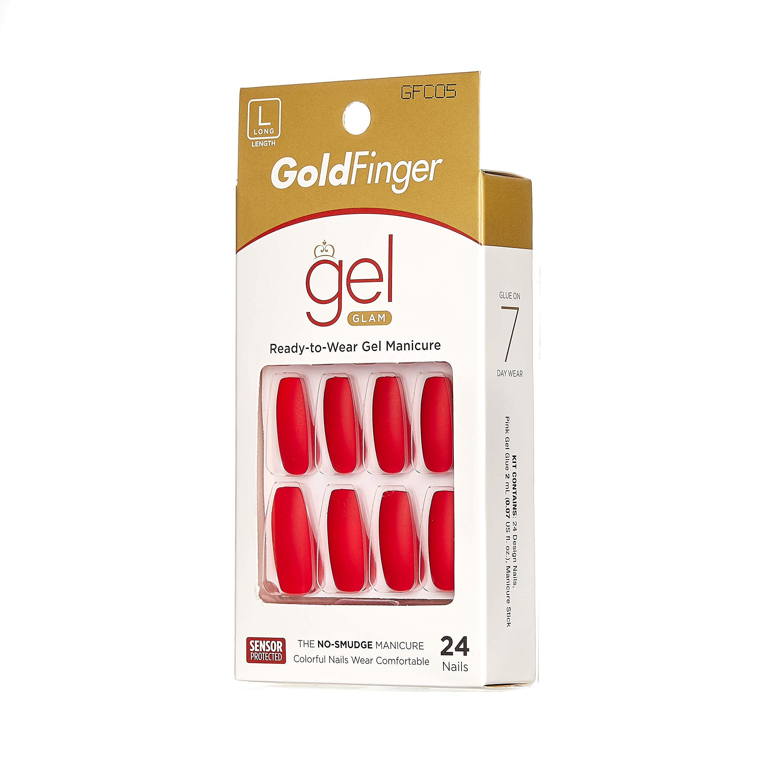 Amazon.com: Gold Finger Full Cover Nails Gel Glam Ready to Wear Gel Manicure  Long Nails : Beauty & Personal Care