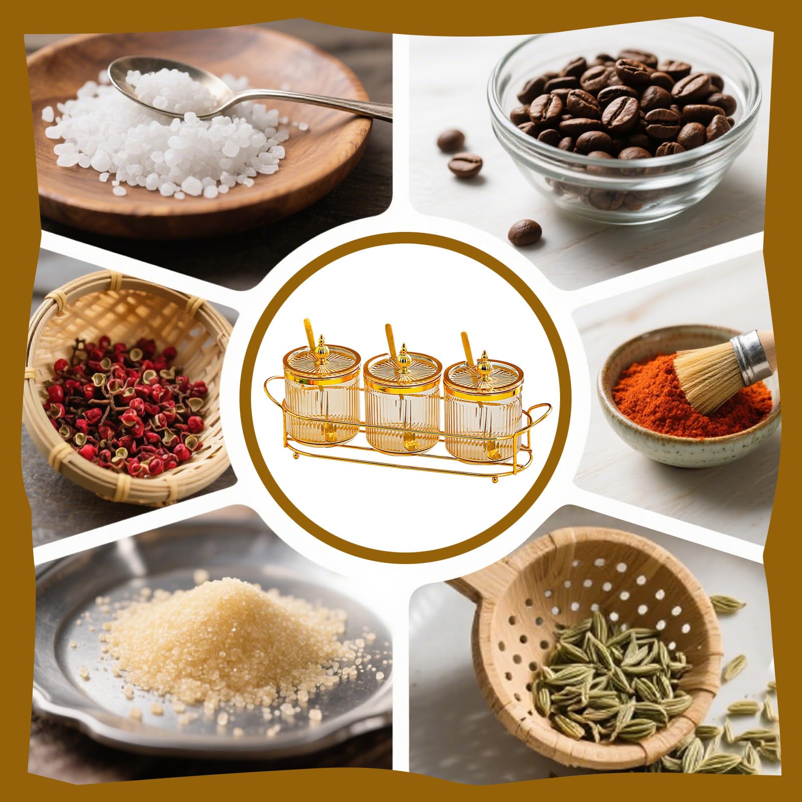 Seasoning Jars Airtight Storage Pot Set, Condiment Bottles with Lid and Spoon Sugar Salt Spices, Compact Seasoning Organizer for Kitchen Pantry Restaurant Fridge Camping Drawe