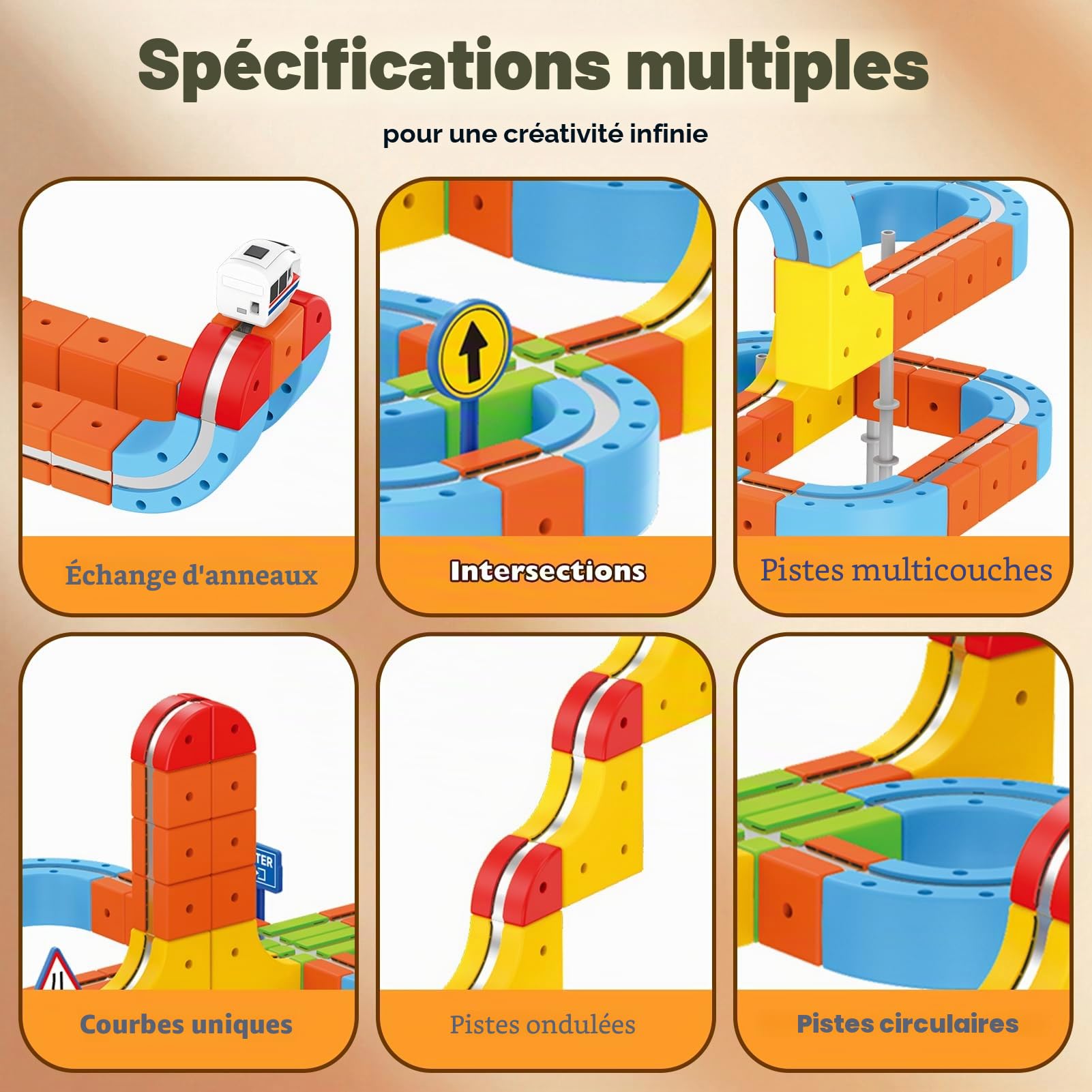 80 Pièces Circuit Train Electrique Clickrail, Jouet Enfant 3 4 5 6 7 8 Ans Garcon Fille Cube Track Cadeau Garcon 3-8 Ans Kit de Train Magnétique à Clickrail