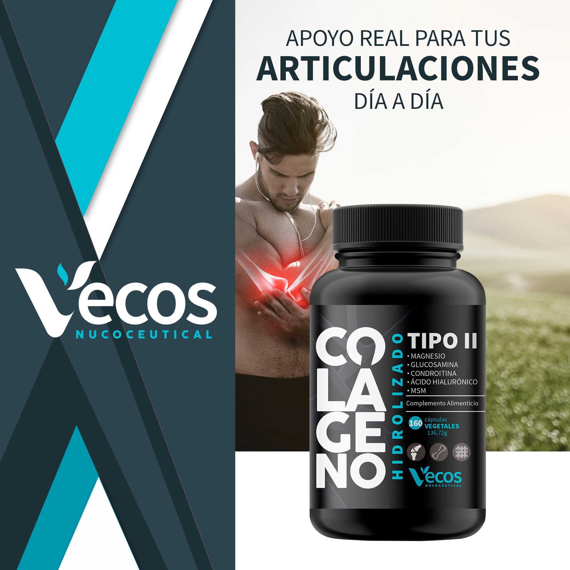 320 Cápsulas Colágeno Hidrolizado Tipo II con Condroitina y Ácido hialurónico | Ayuda a Prevenir el Dolor y la Inflamación en las Articulaciones | Efecto Antiinflamatorio