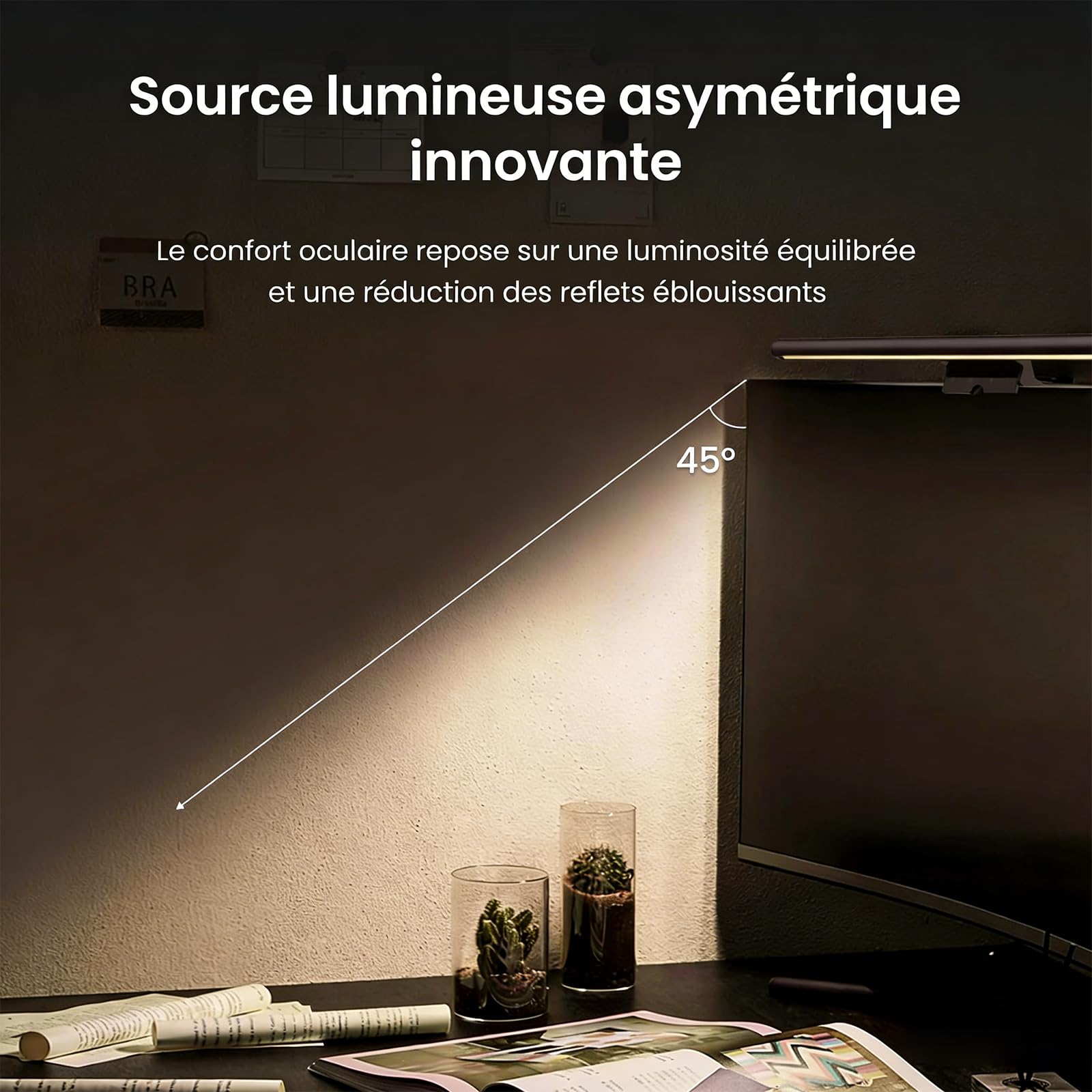 Yeelight Lampe Ecran PC avec Télécommande, 40cm LED Light bar Anti-Éblouissement, Luminosité de couleur ajustable Screenbar, Contrôle Tactile USB pour Bureau, Gaming et Maison, Gradable en continu