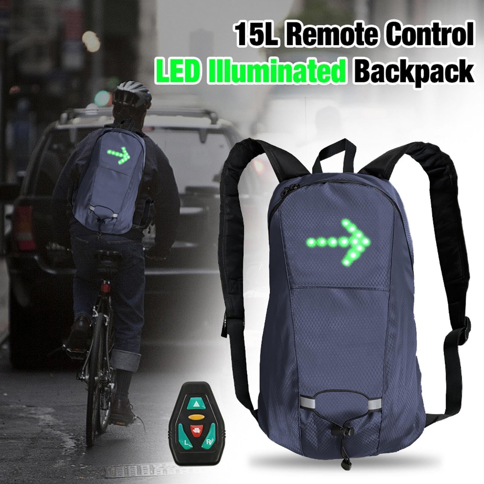Générique Rucksack mit Warnlicht, Fahrrad-Rucksack für den Außenbereich | mit 4 LED-Blinkern – einfache Installation und wiederaufladbar über USB für sicheres Fahren in der Nacht, , Se référer au
