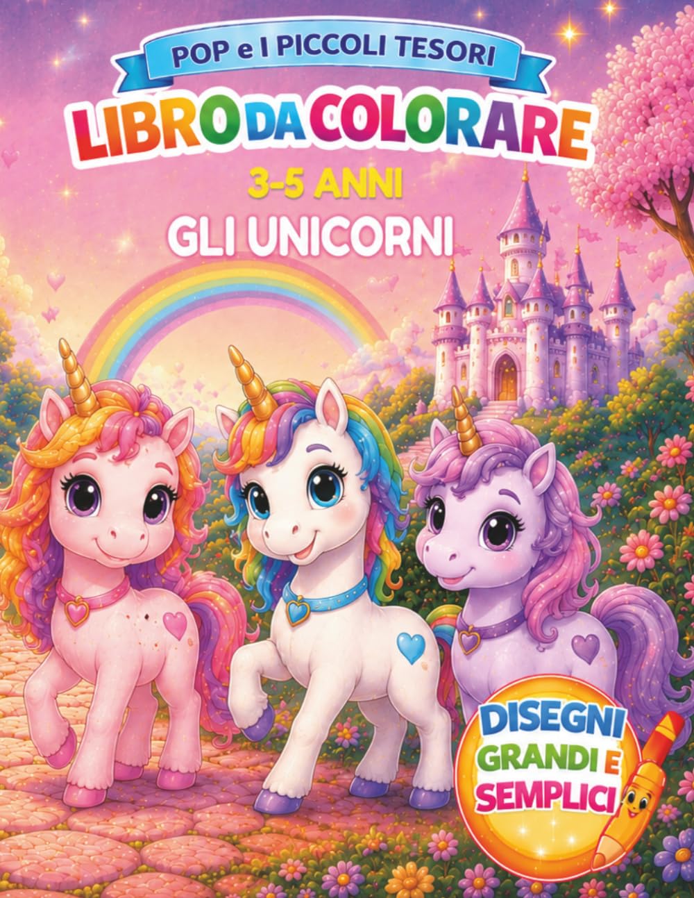 Pop e i Piccoli Tesori: Gli Unicorni: Libro da colorare per bambini 3-5 anni con unicorni e mondo magico