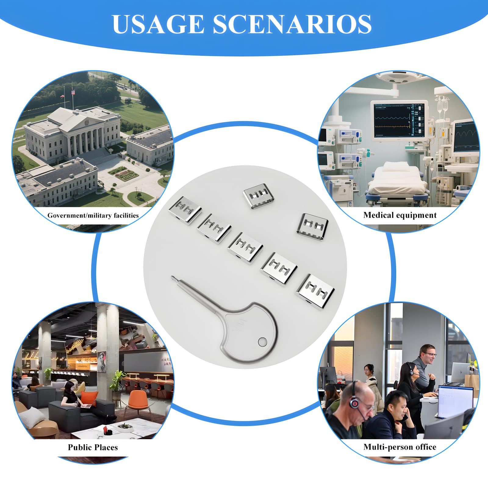 105 cerraduras de seguridad antirrobo USB tipo C con 10 llaves de metal antiroturas, compatibilidad universal para todos los dispositivos tipo C, protección de datos mejorada