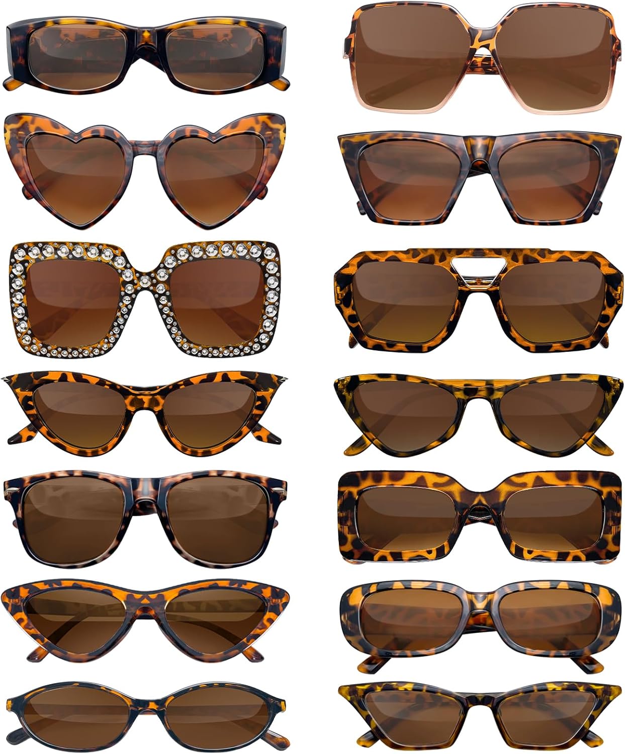 Pibupibu 14 Pack Mix Style Party Sunglasses Adult Bulk, Retro 80s 90s Colorful Sunglasses Party Favors Unisex