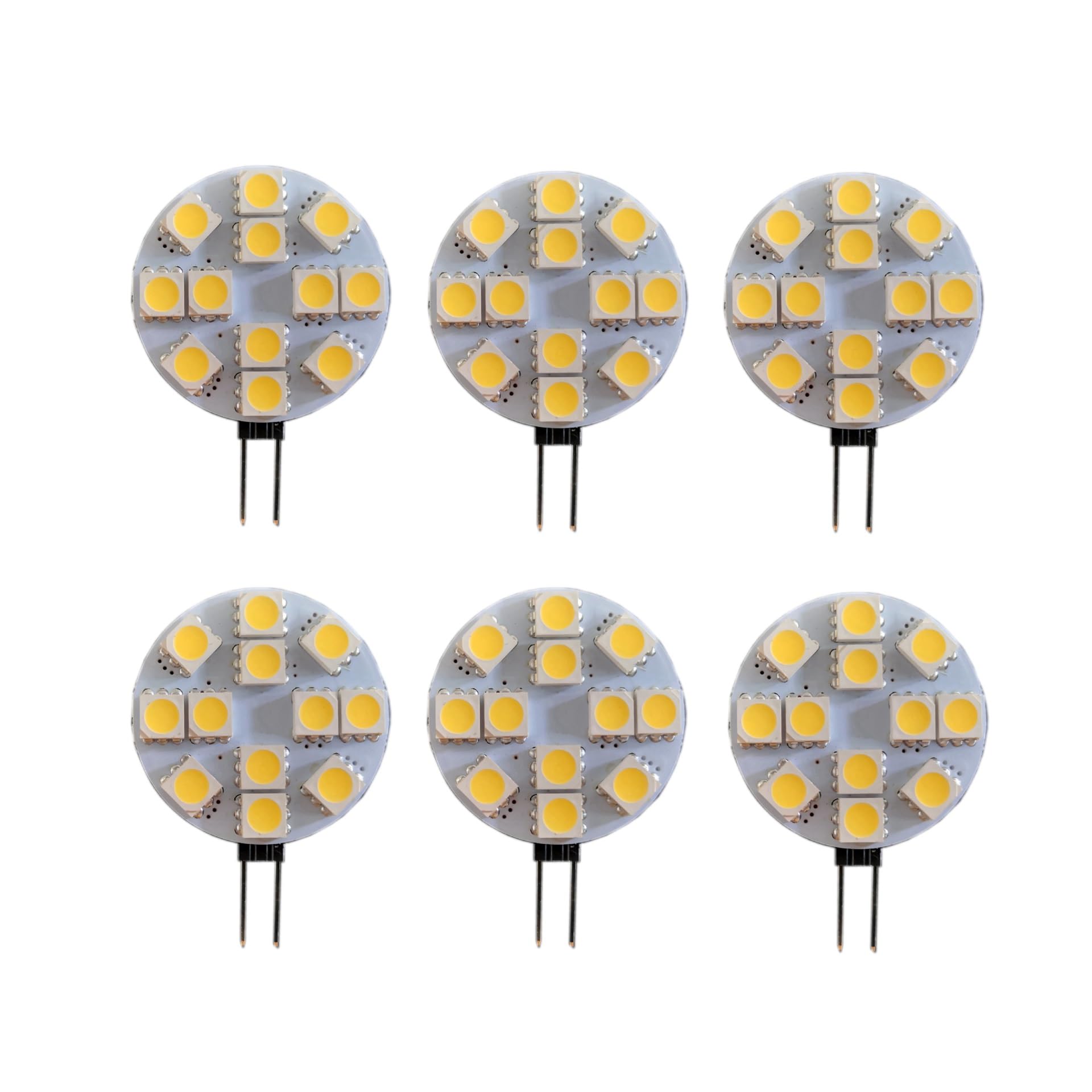 Bombilla LED G4 12v CA/CC, 12-5050smd 3w, 2700k para candelabro bajo gabinete Rv (12V-3W 20 unidades/Blanco 6500K)
