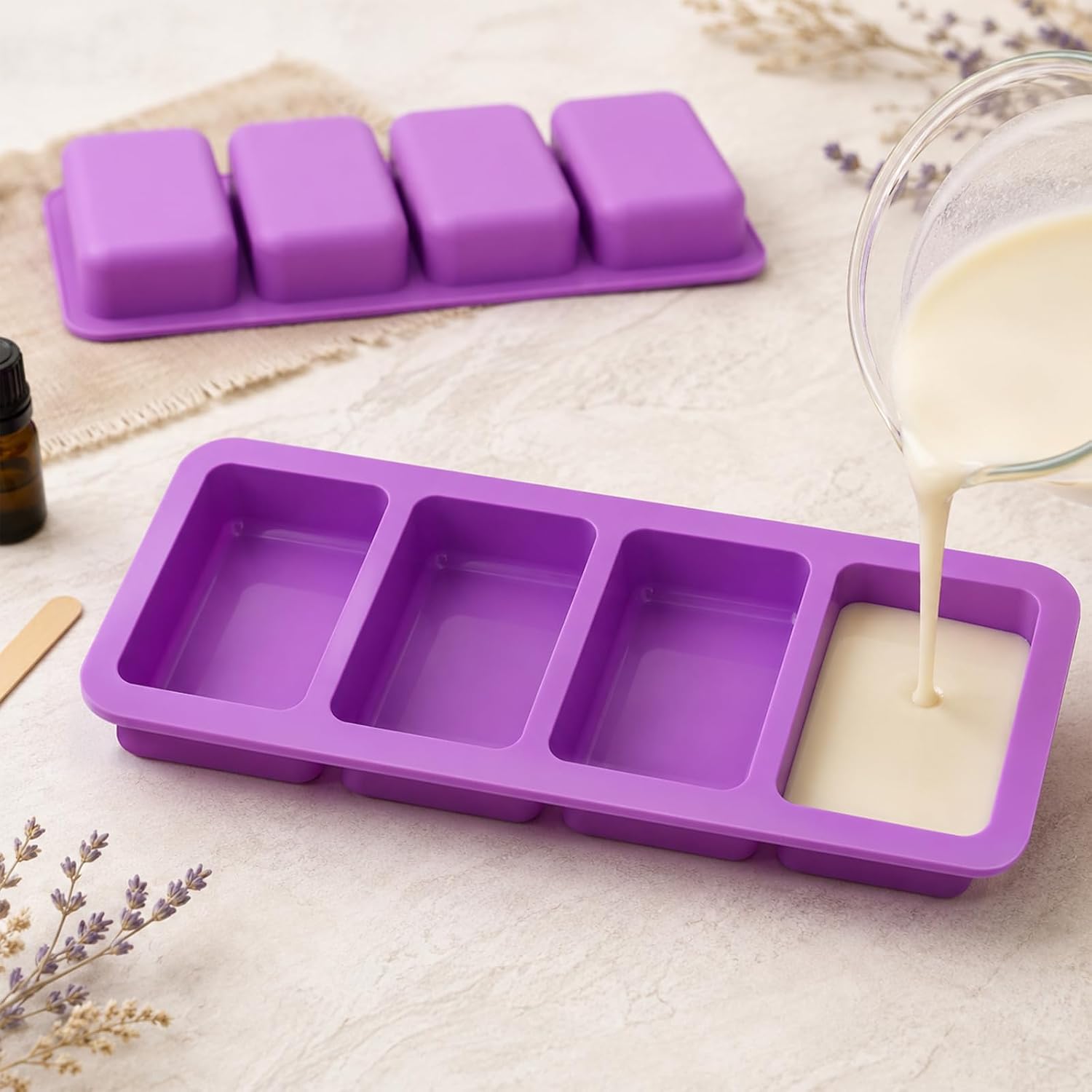 3 Pack Rectangle Silicone Mold Rectangle Silicone Soap Mold Rectangles Handmade Soap Making Mold Rectangles Silicone Molds for Soap Candle Lotion Bath Bombs Resin Wax Cake Chocolate Candy image 3