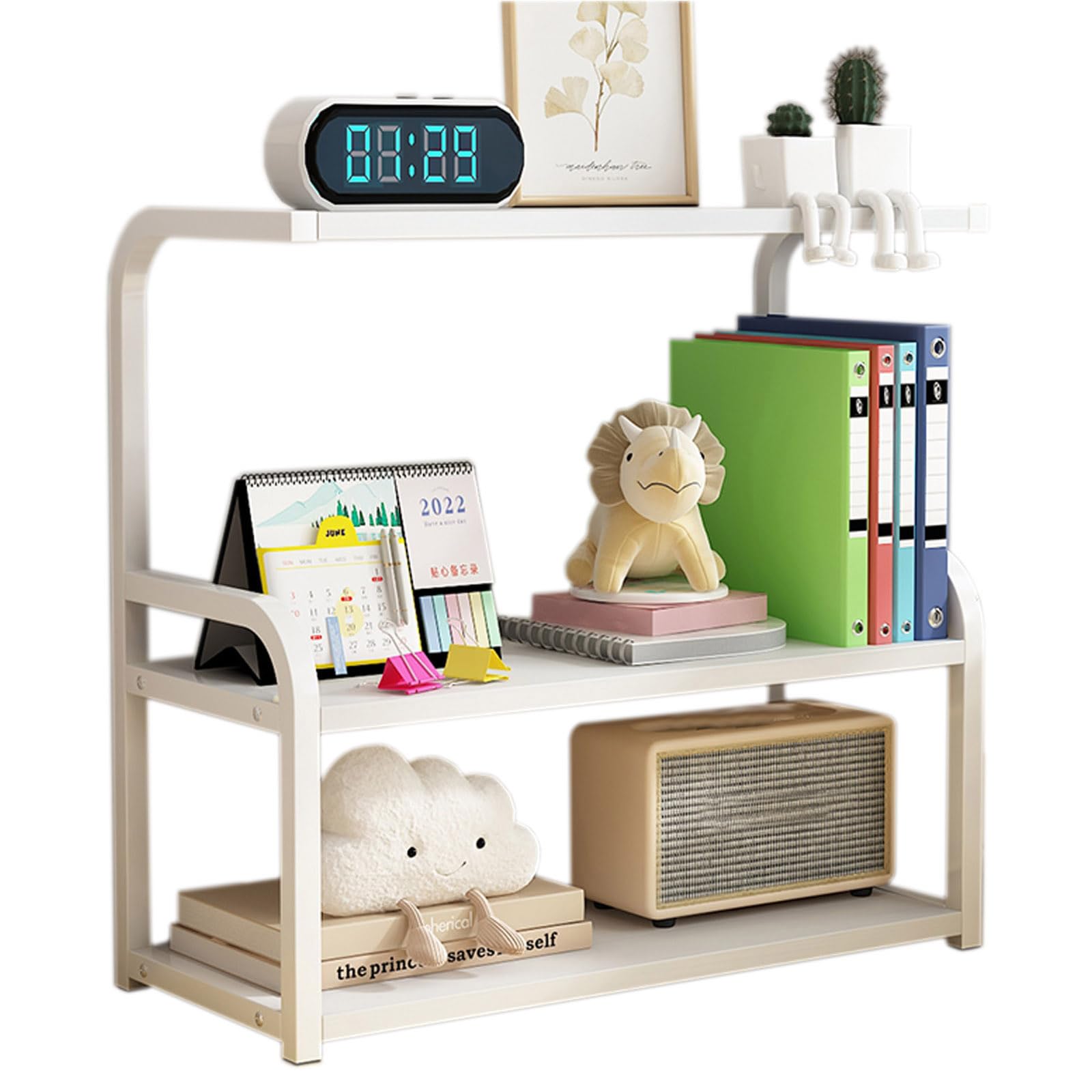 Étagère de rangement verticale pour bureau, bibliothèque, comptoir, cuisine, bureau, salon, étagère de bureau (blanc + blanc, 53 cm)