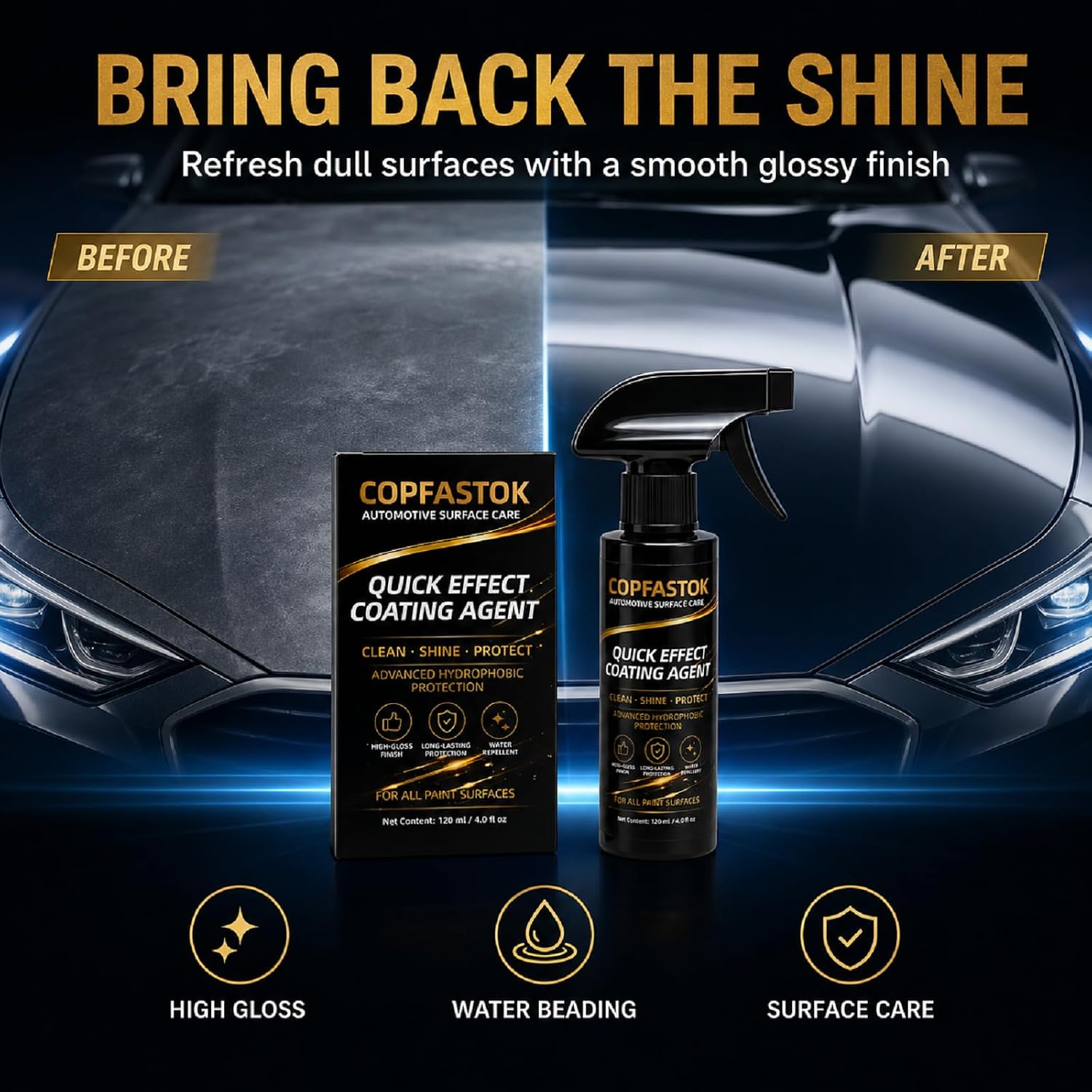 3 Pcs Quick Effect Coating Agent, New Quick Effect Coating Agent, 3 in 1 High Protection Quickly Car Coatings Spray, Car Scratch Wax Sprays Waterless Wash