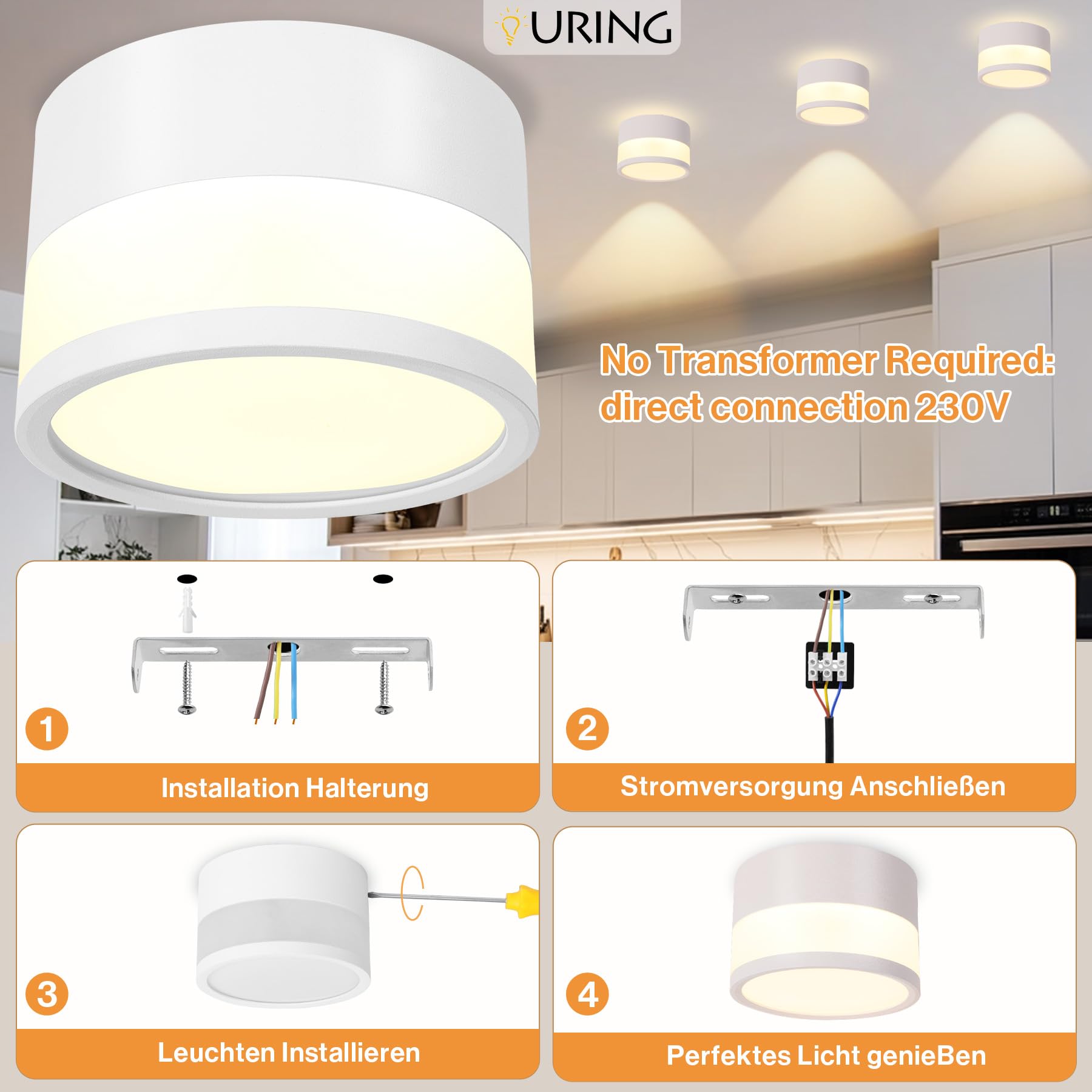 2x focos led interior techo Dimmable, IP65 focos techo con aplicación de control remoto, Lámpara de techo de 12W, Blanco, 2700K-6500K, Plana, Aluminio, 230V, Redondo, para baño, Ø10cm