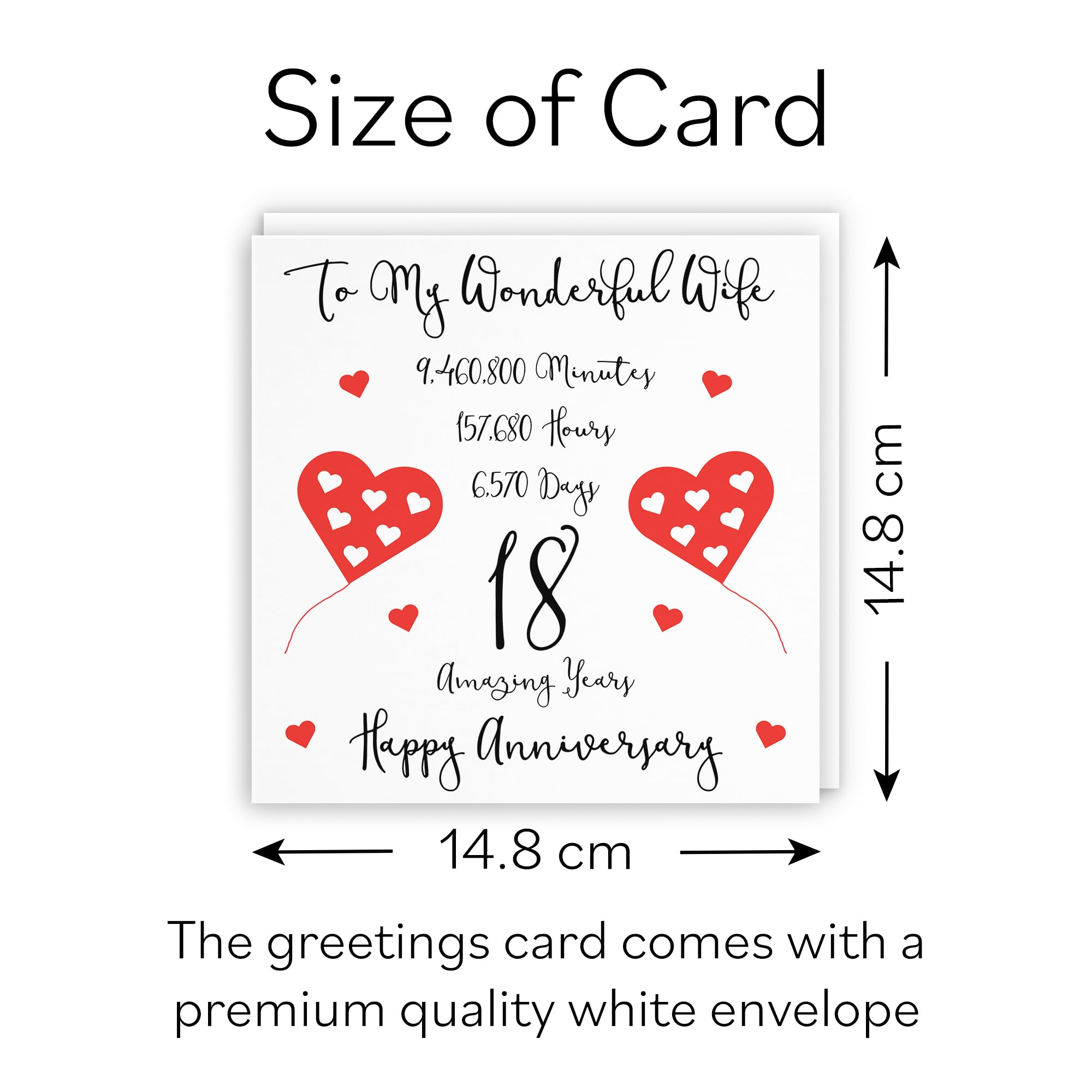 Hunts England, Romantic Wife 18th Wedding Anniversary Card, To My Wonderful Wife, 18 Amazing Years, Timeless Collection - Image 4
