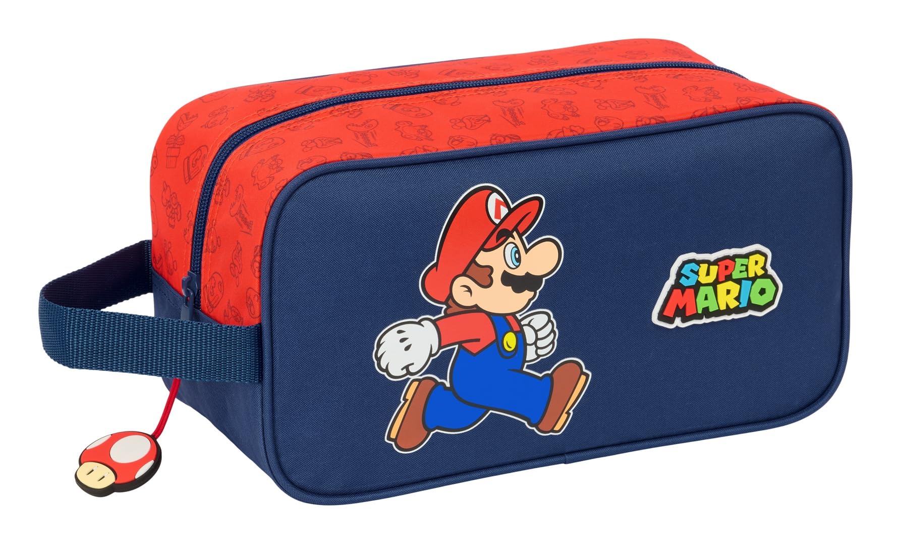 Super Mario Trick - Sac à Chaussures Moyen, Polyvalent, Sac à Chaussures, Sport, extrascolaire, Football, Confortable et Polyvalent, 29 x 14 x 15 cm, Bleu foncé/Rouge, M, Décontracté