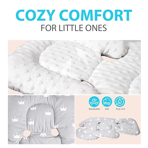 Miniatura 5 de Asiento de automóvil infantil 2 en 1, cojín reversible para recién nacido, transpirable, cojín de asiento de automóvil de bebé Minky para asientos