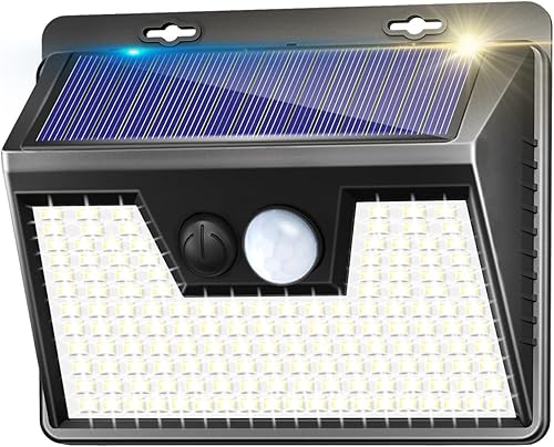 Paquete de 6 luces solares para exteriores, 140 LED3 modos, sensor de movimiento, alimentadas por energía solar, inalámbricas IP65 impermeables,
