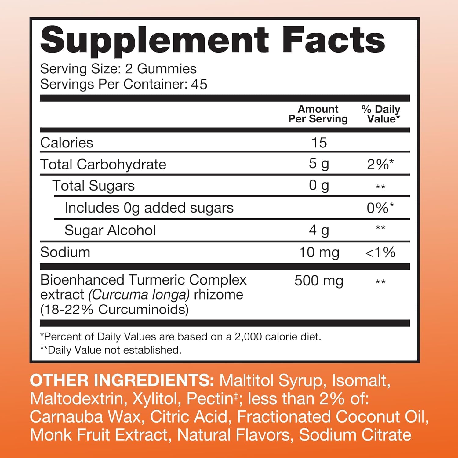Qunol Zero Sugar Turmeric Gummies 500mg, Ultra High Absorption Gummy, 90 ct — Amazon image 5