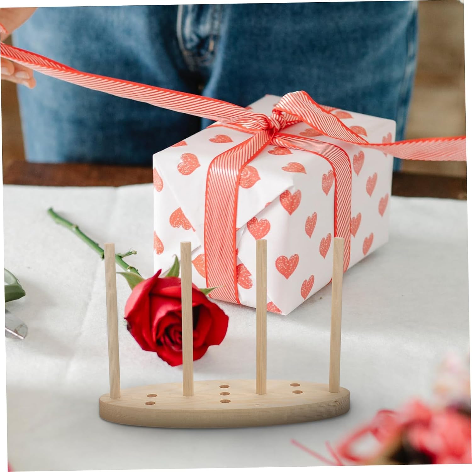 OHPHCALL 1Set Wooden Bowknot Maker Tool for Hair Bows Corsages and Wreaths Detachable Design Compatible with Multi Strand Ribbons for Crafting and Party Decorations