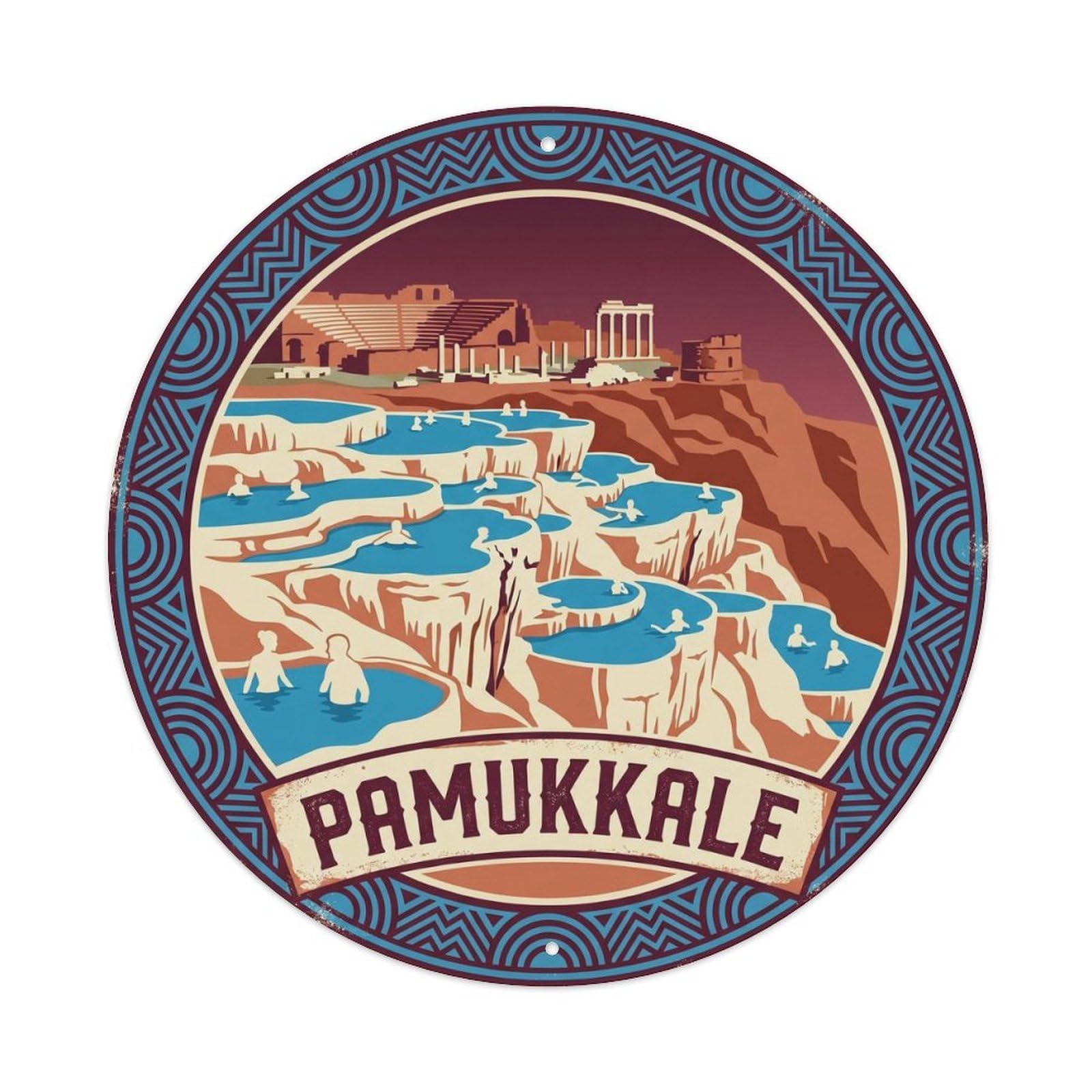 Pamukkale Thermal Historic Turkey Heritage Graphic Metal Tin Sign