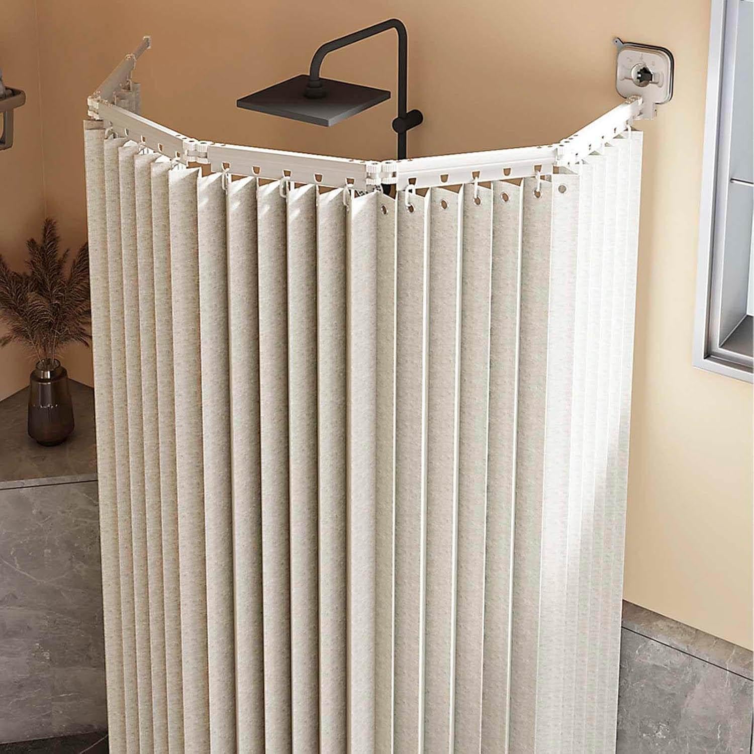 Tenda da doccia pieghevole L/U, non richiede foratura, impermeabile e antimuffa, soluzione per doccia ad angolo, design salvaspazio, facile da pulire, perfetta per piccoli bagni