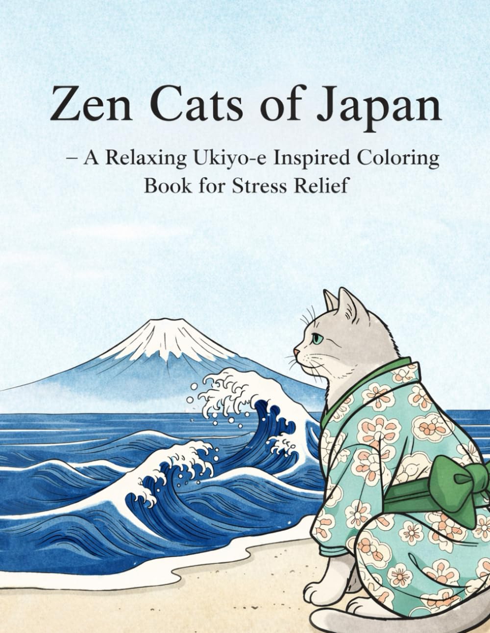 Zen Cats of Japan: A Relaxing Ukiyo-e Inspired Coloring Book for Stress Relief