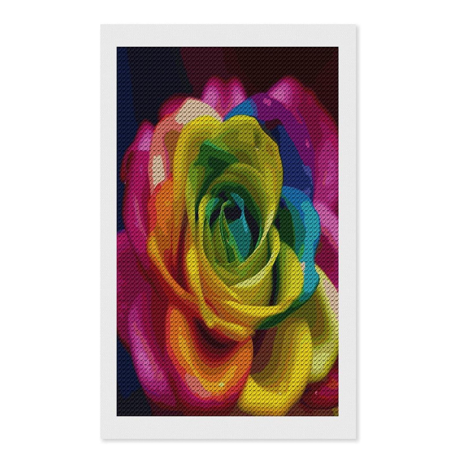 FekiLoot Rainbow Flower Diamond Painting Kits for Beginners DIY Diamond Art Kits for Adults Full Drill Round Diamond Dot Gem Art Painting Fun DIY Crafts for Home Kitchen Wall Decor Gift 12"x20"