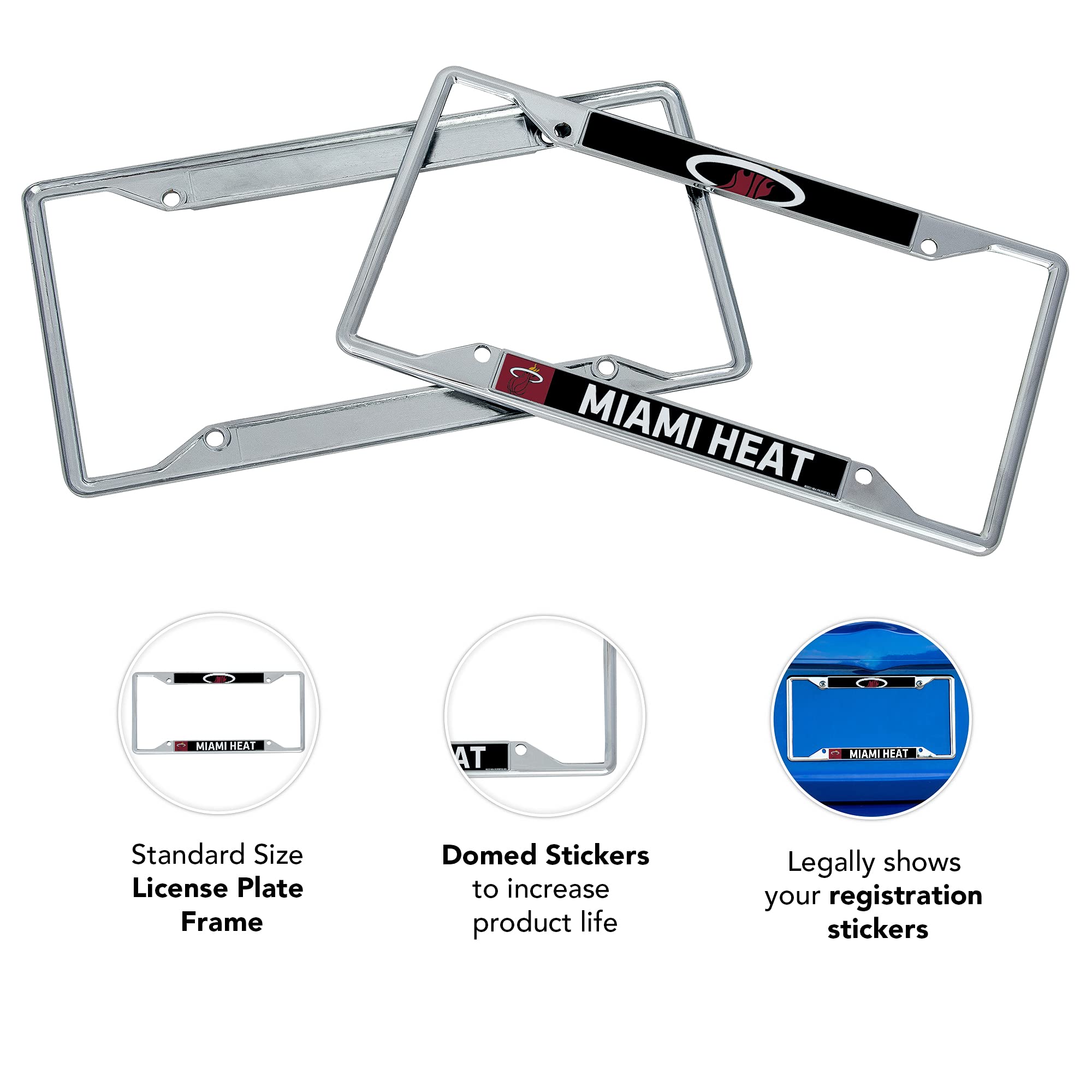 Desert Cactus Miami Heat icense Plate Frame Team NBA LMetal Car Tag Holder for Front or Back of Car Officially Licensed (Up Close)