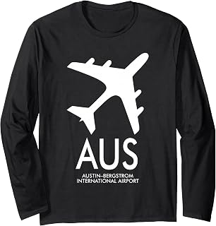 AUS Austin Airport Code Baggage TAG Texas USA Long Sleeve T-Shirt