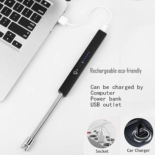 Miniatura 3 de Encendedor de velas, encendedor eléctrico de arco, recargable por USB, mecheros largos, varita flexible para velas, camping, cocina, barbacoas,