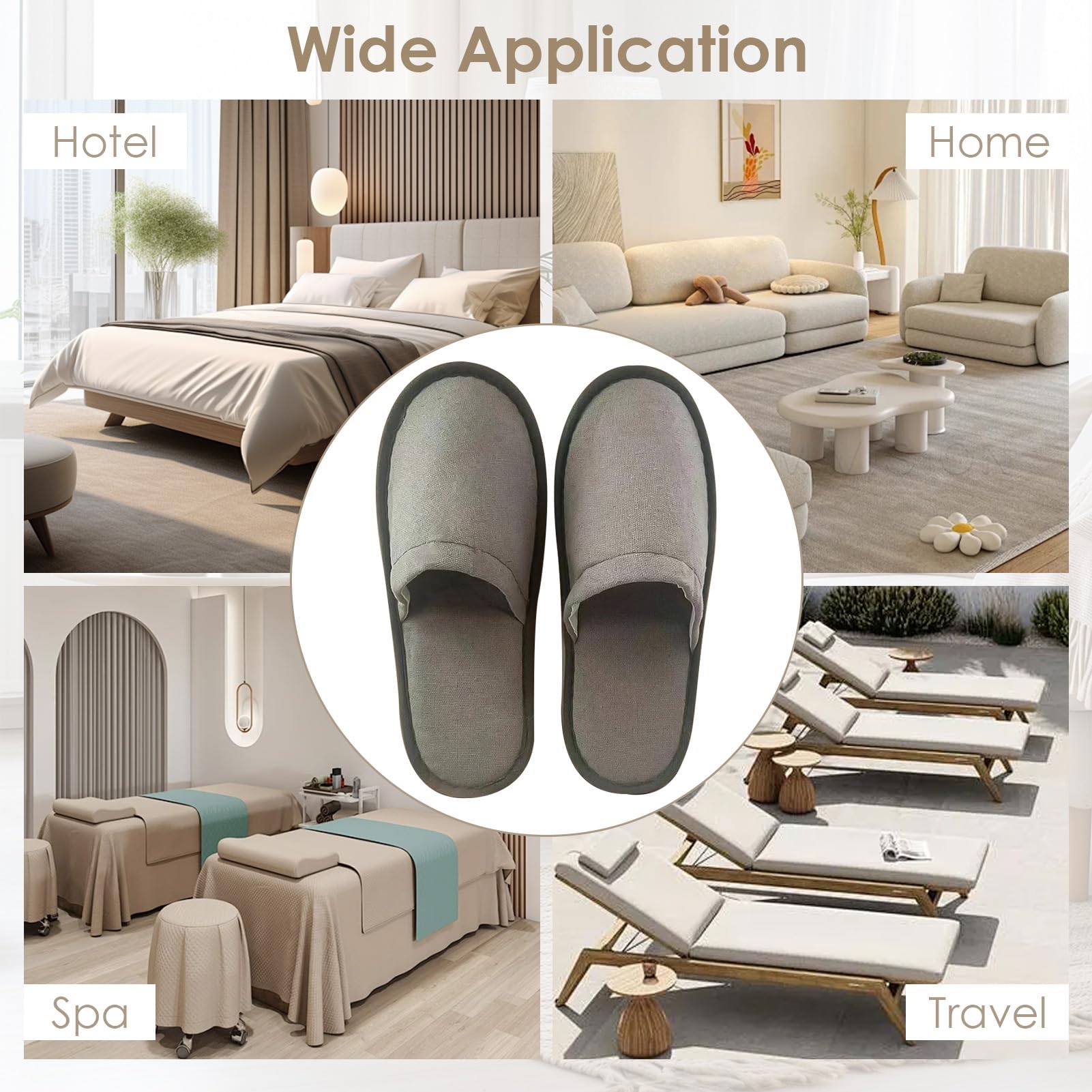 Buachois 30 Pares de Zapatillas de Hotel Desechables para Invitados, Zapatillas de Spa Antideslizantes Zapatillas a Granel para Viajes en Casa Zapatillas Suaves con Punta Cerrada para