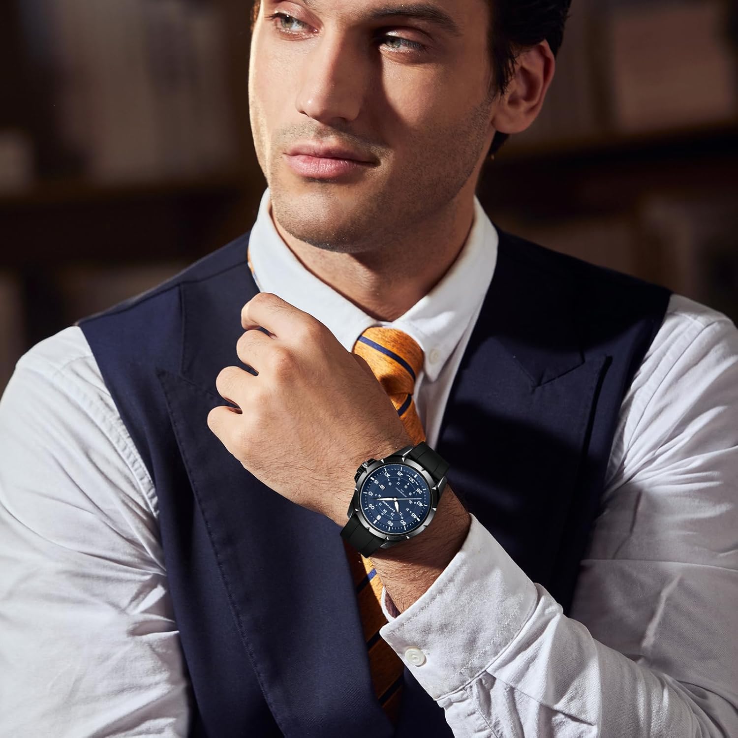 SAPPHERO Men's Watch Military Sports Watch 50M Water Resistant Luminous Pointer 3 O'Clock Date Window Durable Adjustable Nylon Strap Casual Watch for Men - Image 2