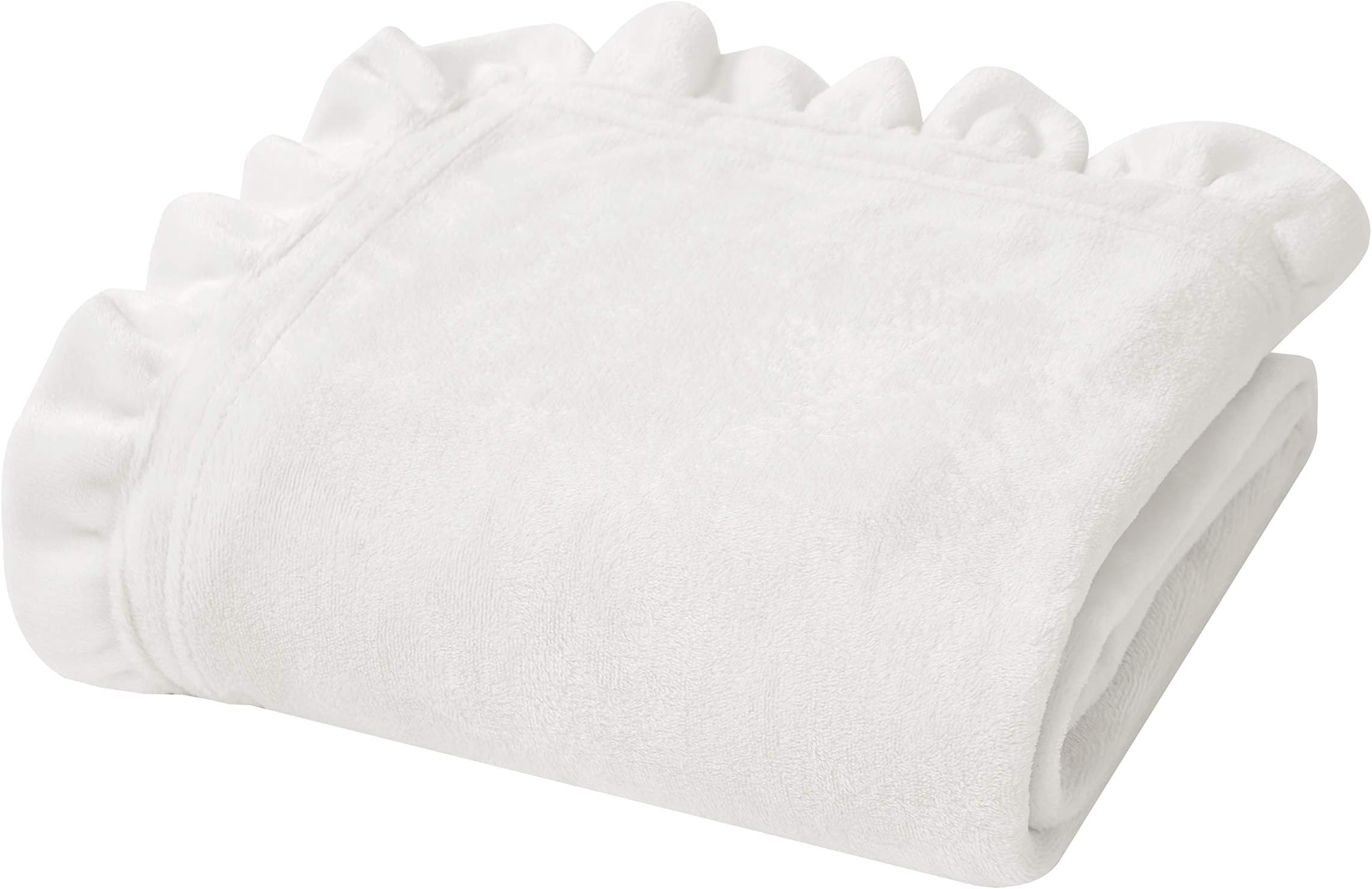 Solid Ruffle Royal Plush Throw