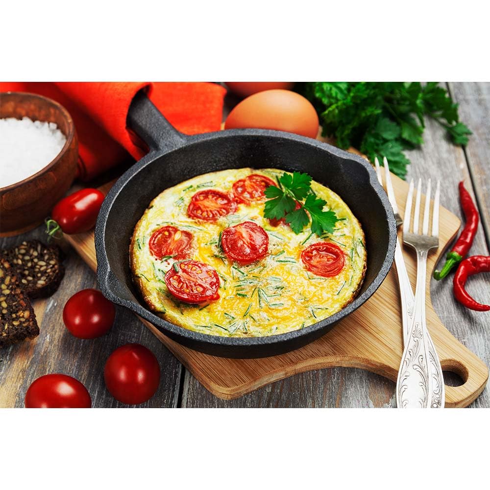 KYNEULIFE 8 inch Stylish cast iron skillet suitable for family outdoor camping durable appearance beautiful