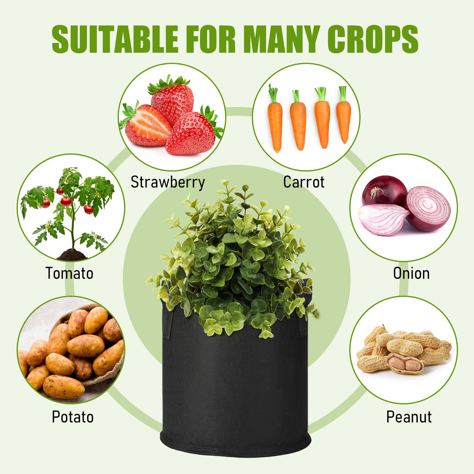 Nuenen 50 Bolsas de Cultivo para Plantas de 3 Galones con Asas Macetas de Tela de Cultivo de Aireación Bolsa de Siembra No Tejida Saco de Plantas Engrosado Resistente para Jardín Verdura Flor Frutas