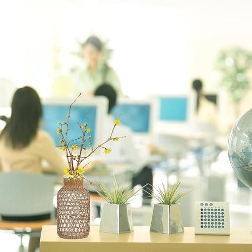 Miniatura 4 de BESPORTBLE Jarrón de botella de vidrio, marrón, rústico, resistente a la rotura, jarrón decorativo de granja para el hogar, jardín, oficina