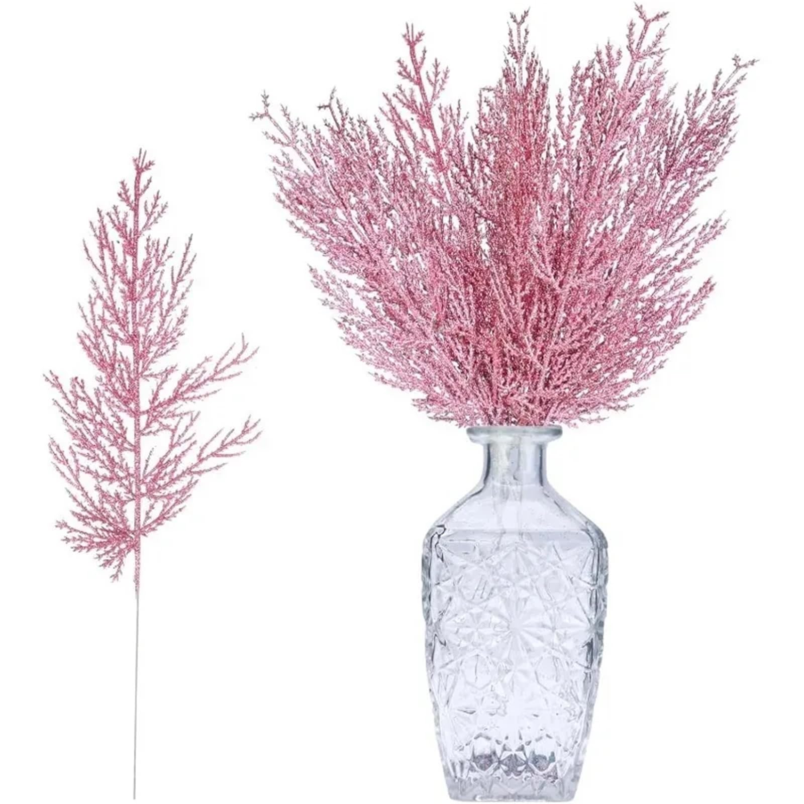 Aghi di pino artificiali glitterati natalizi, 30 pezzi, decorazione natalizia con foglie di pino artificiali, rami, fiori finti per albero di Natale, ghirlande fai da te per feste e casa