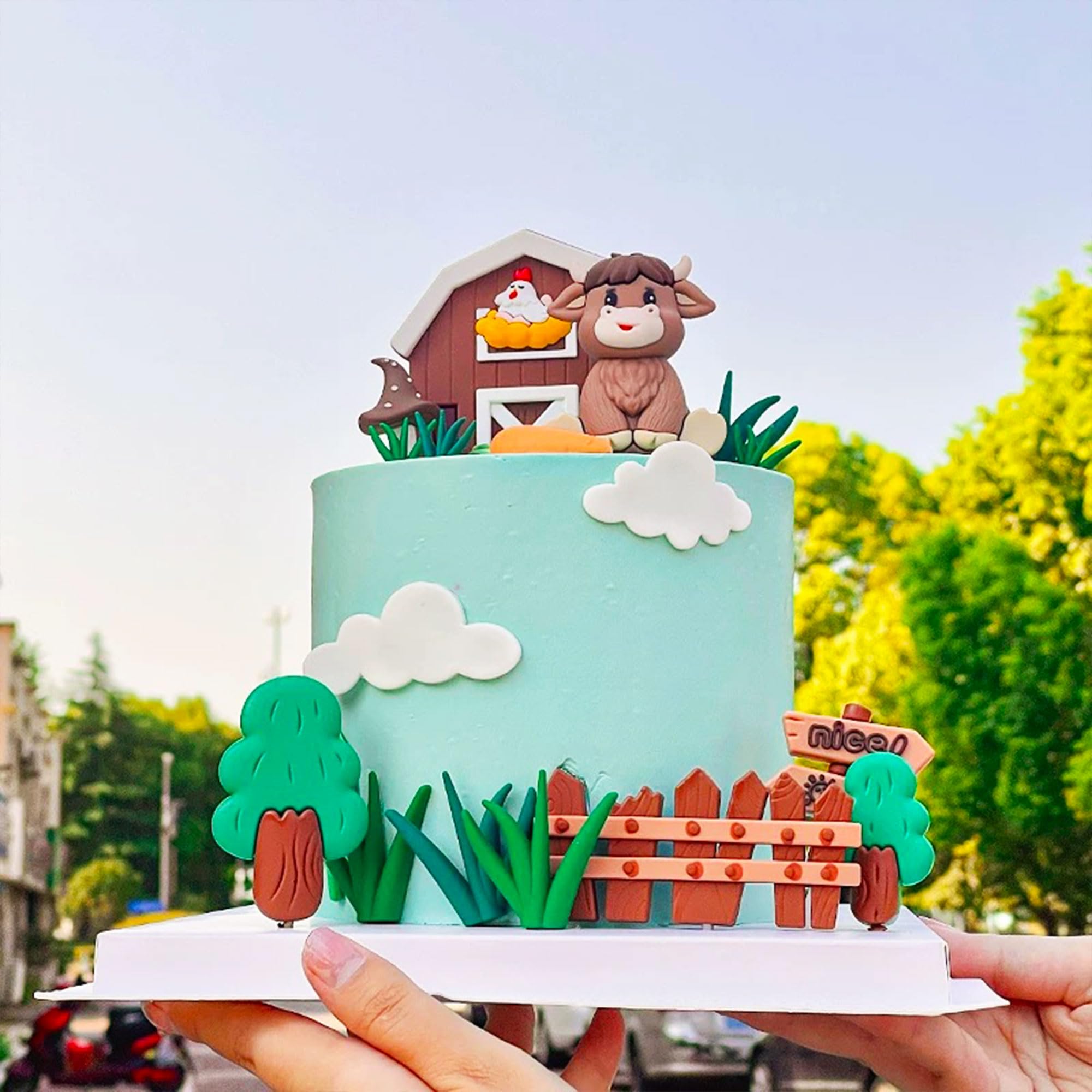 JeVenis Farm Animal Cake Decoration Cow Cake Decoration Farm Animal Baby Shower Birthday Party Decorations