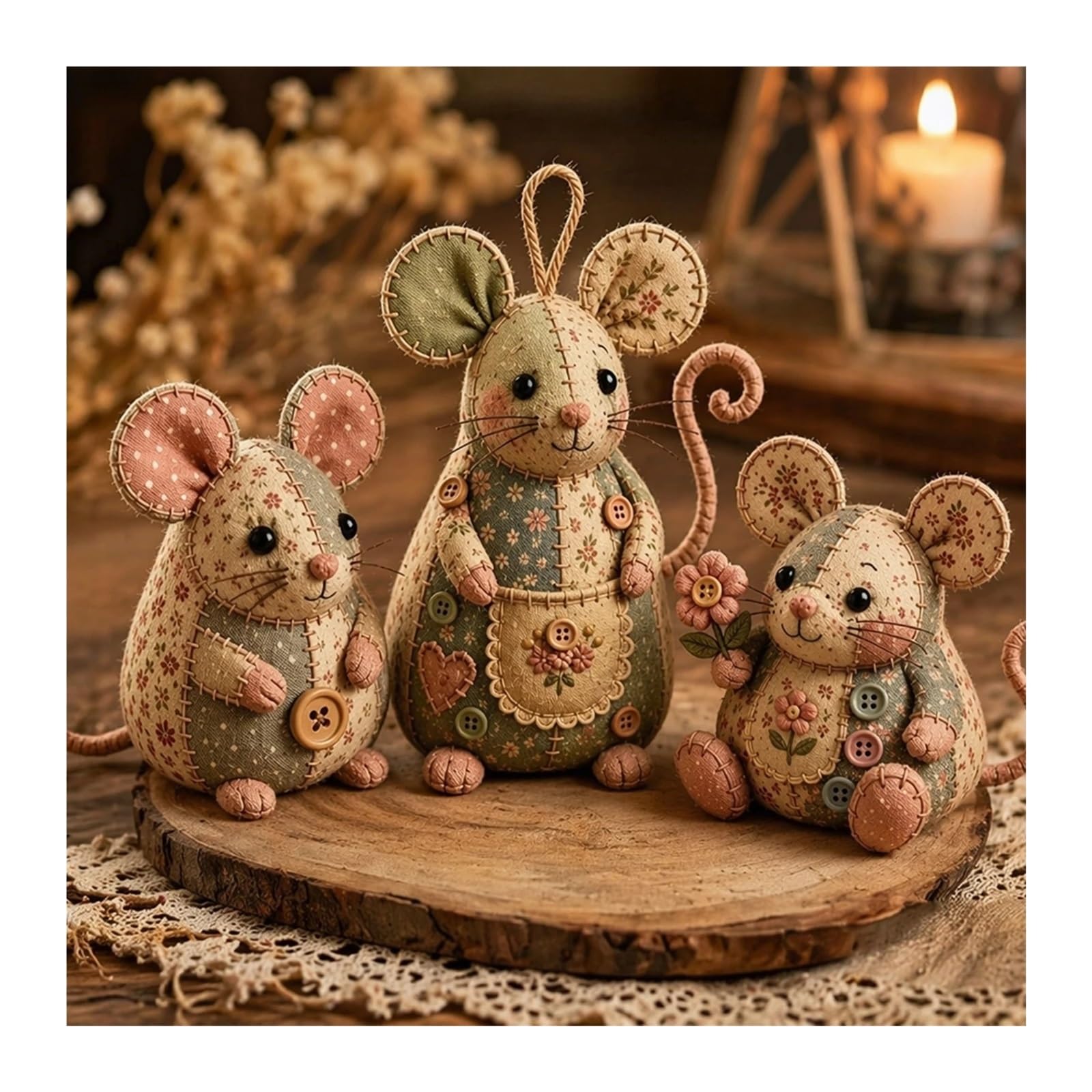 kit de tela para acolchar diy Kit de ratón patchwork bricolaje 3 piezas | Kit de manualidades for coser a mano